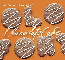 逼真的巧克力蛋糕英文SVG字体：Chocolate Cake Color Font